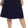 Women's A-Line Elastic High Waist Flare Work Midi Knee Length Stretchy Skirt