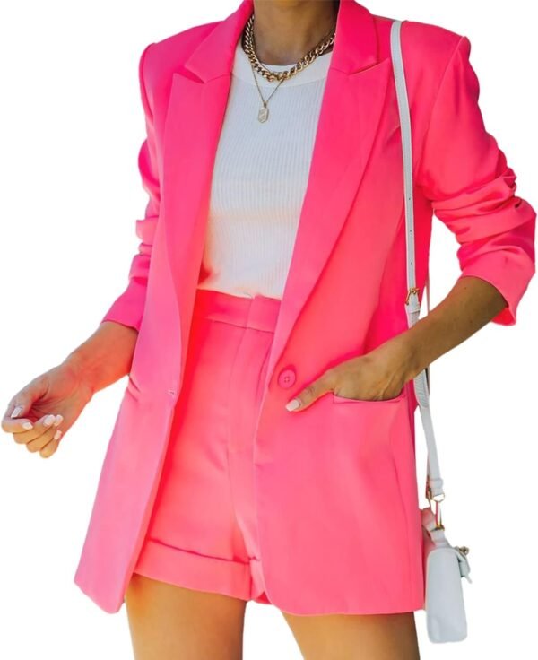 Womens Casual Blazers Button Lapel Long Sleeve Cardigan Work Office Fashion Suit Blazer Jackets with Pockets