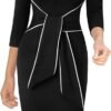 Womens Front Zipper Tie Waist Slim Work Business Office Bodycon Pencil Dress
