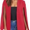 Womens Cape Blazer Split Sleeve Open Front Casual Jacket Coat Workwear