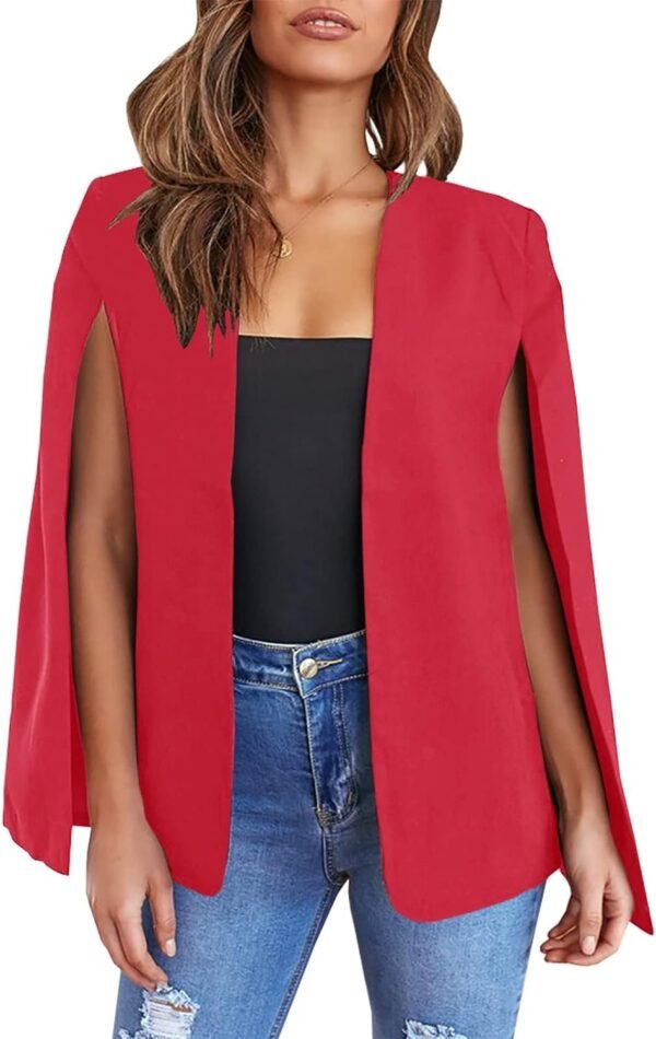 Womens Cape Blazer Split Sleeve Open Front Casual Jacket Coat Workwear