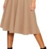 Women's Basic Elastic Waist A-line Solid Flared Midi Skirt