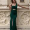 Women's One Shoulder Split Pelumn Prom Evening Dress