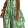 Women Summer Dresses 2024 Spaghetti Strap Scoop Neck Floral Maxi Dress Flowy Boho Long Sundress with Pockets