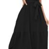 Women's Wrap V Neck Wedding Guest Dress Flutter Sleeve Swiss Dot A-Line Midi Summer Beach Dress