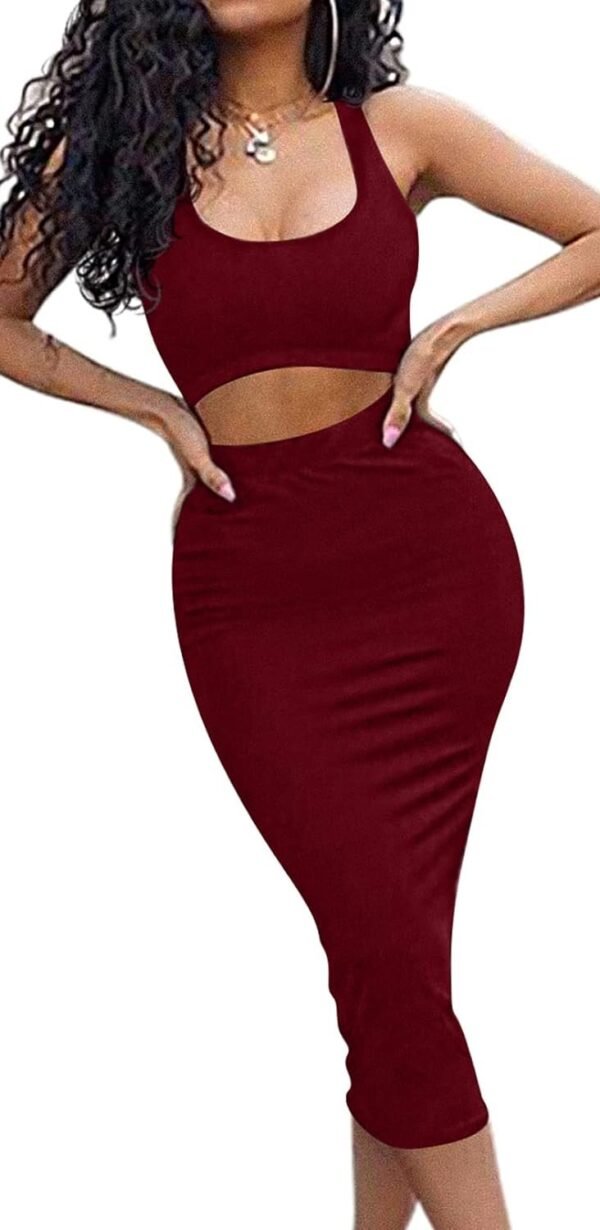 Women's Sexy Summer Outfits Bodycon Tank Top Midi Skirt 2 Piece Dress