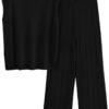 Womens Pullover Tops And Wide Leg Pants Casual Sweater Set