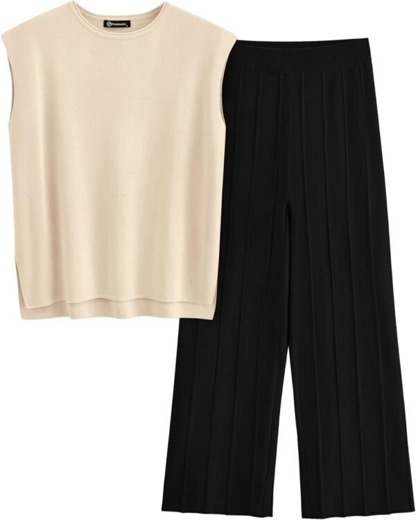 Womens Pullover Tops And Wide Leg Pants Casual Sweater Set