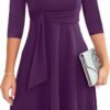 Womens 2024 Elegant Ruffle Sleeve Flared A Line Swing Casual Party Cocktail Dresses