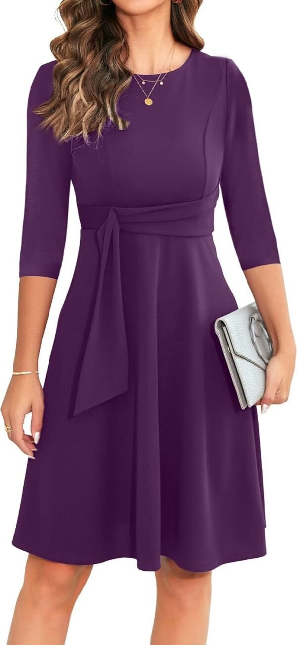 Womens 2024 Elegant Ruffle Sleeve Flared A Line Swing Casual Party Cocktail Dresses