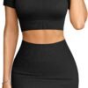 Women's 2 Piece Outfits Short Sleeve Tops and Mini Skirts Club Suit Sets