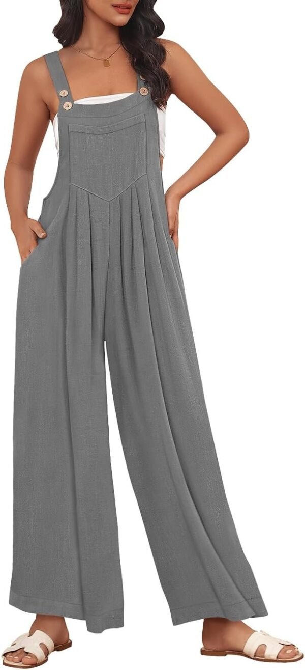 Womens Jumpsuits Overalls Wide Leg Casual Summer Outfits Rompers Jumpers Sleeveless Straps With Pockets 2024