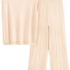 Womens Pullover Tops And Wide Leg Pants Casual Sweater Set