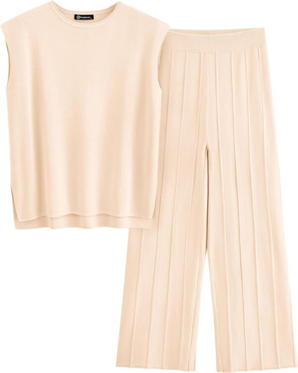 Womens Pullover Tops And Wide Leg Pants Casual Sweater Set