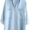 Women's Soft Tencel Denim Shirts Casual 3/4 Sleeve Button Down Blouses