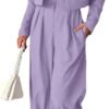 Womens Cropped Blazer Jackets High Waisted Wide Leg Work Pants Suit Set
