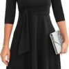 Womens 2024 Elegant Ruffle Sleeve Flared A Line Swing Casual Party Cocktail Dresses