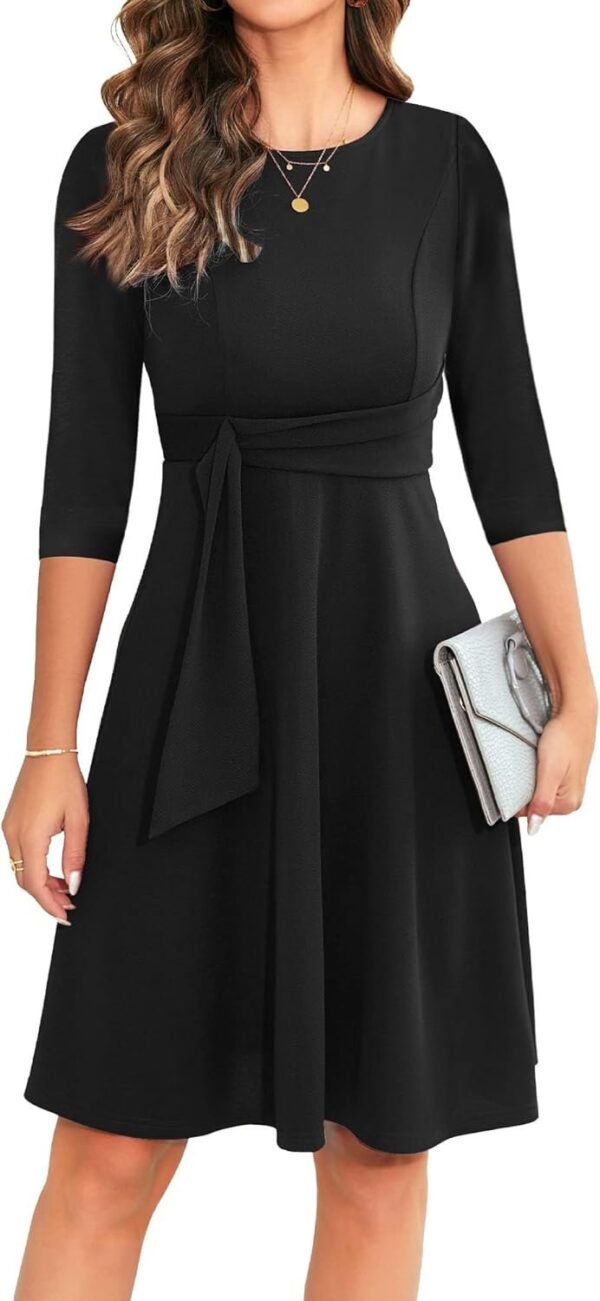 Womens 2024 Elegant Ruffle Sleeve Flared A Line Swing Casual Party Cocktail Dresses