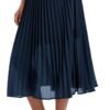 Women's Elastic High Wasit Pleated Skirt Woven Casual Midi Swing Skirt
