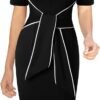 Womens Front Zipper Tie Waist Slim Work Business Office Bodycon Pencil Dress