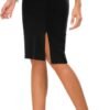 Women's Knee Length Stretch Pencil Skirt High Waisted Bodycon Midi Straight Skirt