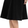 Women's A-Line Elastic High Waist Flare Work Midi Knee Length Stretchy Skirt