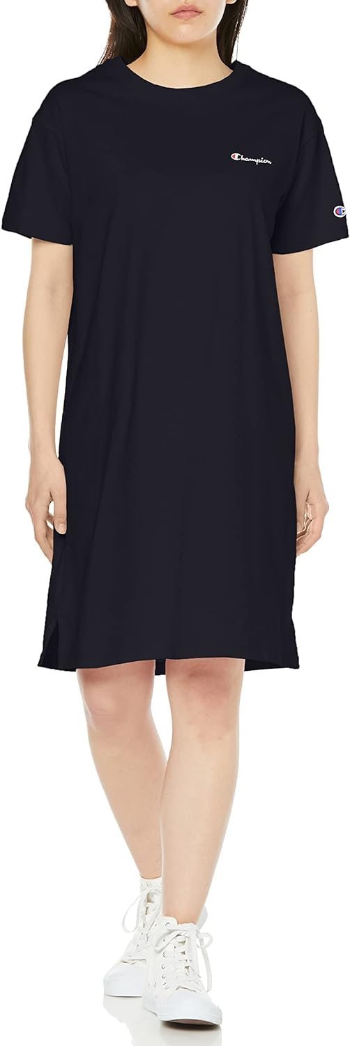 Short Sleeve Round Neck Cotton USA Script Logo Dress Women's Basic