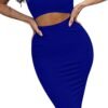 Women's Sexy Summer Outfits Bodycon Tank Top Midi Skirt 2 Piece Dress