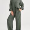 Womens 2 Piece 2024 Spring Clothes Fashion Outfits Two Piece Matching Wide Leg Palazzo Pants Sets Tracksuit Clothes