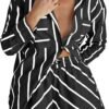 Women's Striped 2 Piece Outfits Casual Oversized Button Down Shirts and Short Lounge Pajamas Set