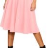 Women's Basic Elastic Waist A-line Solid Flared Midi Skirt