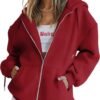Women's Cute Hoodies Teen Girl Fall Jacket Oversized Sweatshirts Casual Drawstring Clothes Zip Up Y2K Hoodie with Pocket