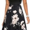 Women's Vintage Ruffle Floral Flared A Line Swing Casual Cocktail Party Dresses