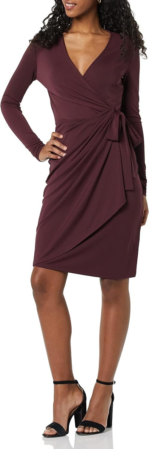 Women's Long Sleeve Classic Wrap Dress (Available in Plus Size)