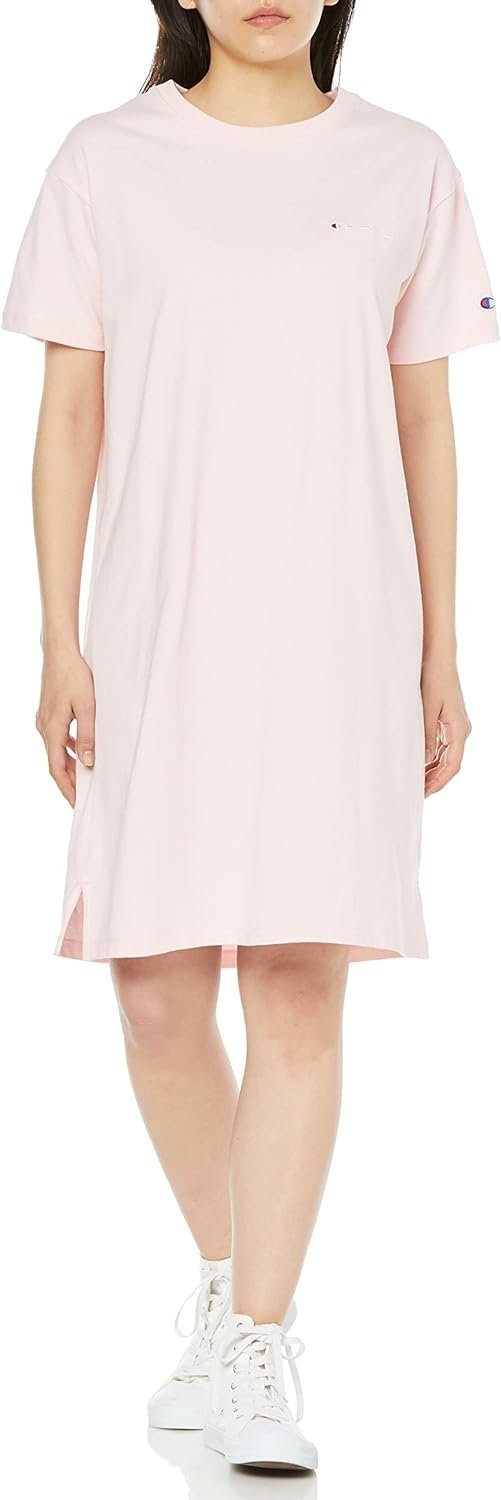 Short Sleeve Round Neck Cotton USA Script Logo Dress Women's Basic