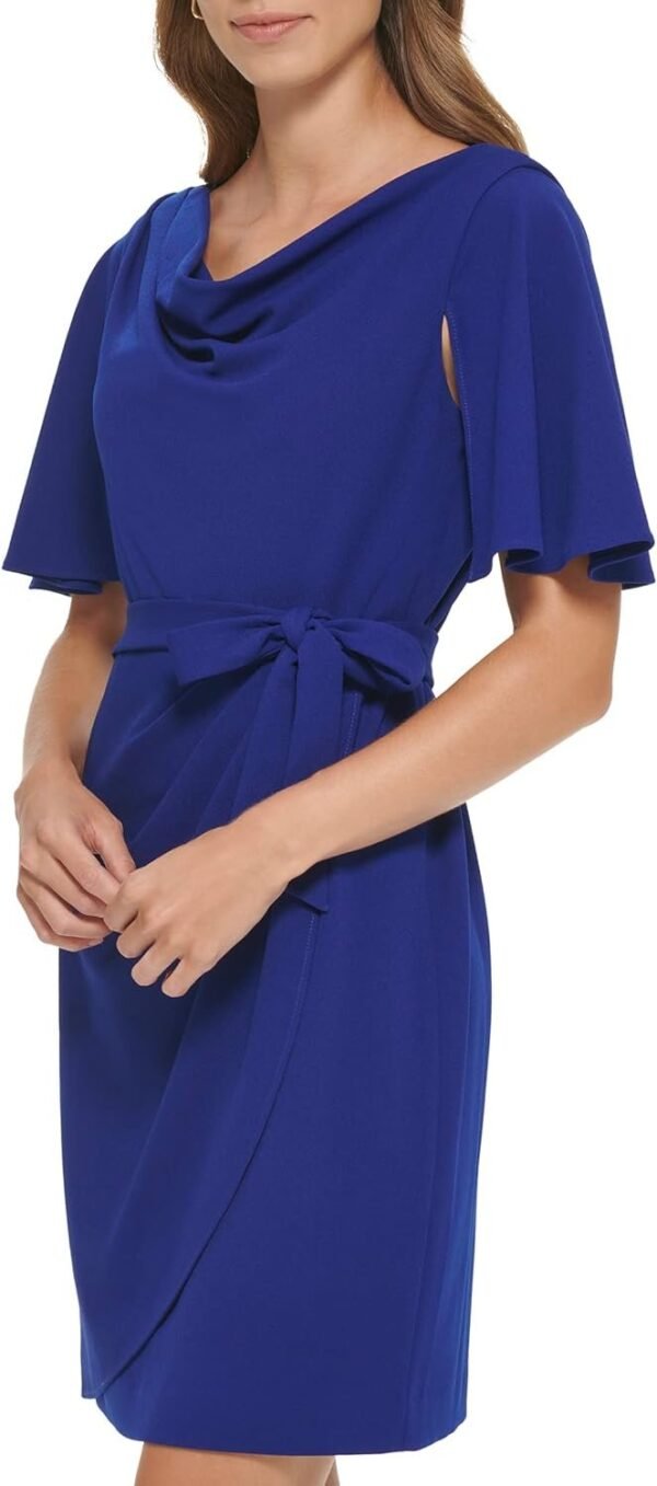 Women's Crepe Desk to Dinner Cowl Neck Dress
