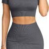 Women's 2 Piece Outfits Short Sleeve Tops and Mini Skirts Club Suit Sets
