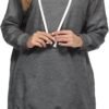 Womens Oversized Hoodie Extra Long Hooded Tunic Sweatshirt with Pockets