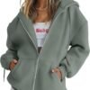 Womens Zip Up Hoodies Long Sleeve Sweatshirts Fall Outfits Oversized Sweaters Casual Fashion Jackets