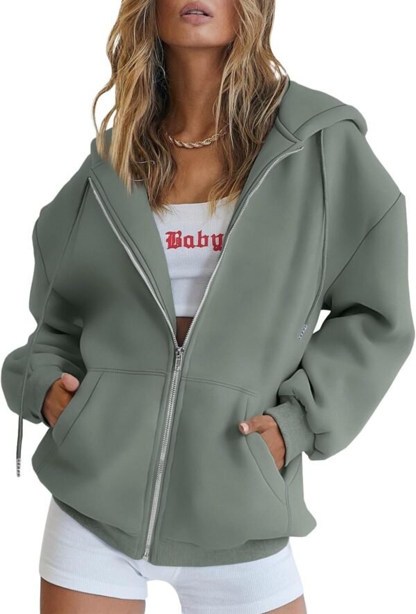 Womens Zip Up Hoodies Long Sleeve Sweatshirts Fall Outfits Oversized Sweaters Casual Fashion Jackets