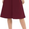 Women's A-Line Elastic High Waist Flare Work Midi Knee Length Stretchy Skirt