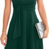 Womens 2024 Elegant Ruffle Sleeve Flared A Line Swing Casual Party Cocktail Dresses