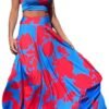 Womens Summer Sexy 2 Pieces Outfits Ruffle Floral Tank Top Wrap Boho Tropical Long Skirt Set Clubwear Dresses