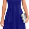 Womens 2024 Elegant Ruffle Sleeve Flared A Line Swing Casual Party Cocktail Dresses