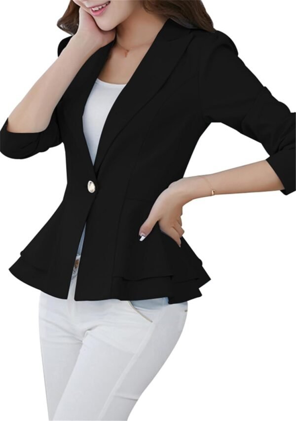 Womens one Button Fashion Blazer Coat Slim Fit Casual Office Jacket Suit