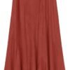 Women's Vintage Elastic Waist A-Line Long Midi Skirt