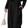 Womens Cropped Blazer Jackets High Waisted Wide Leg Work Pants Suit Set