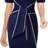 Womens Front Zipper Tie Waist Slim Work Business Office Bodycon Pencil Dress