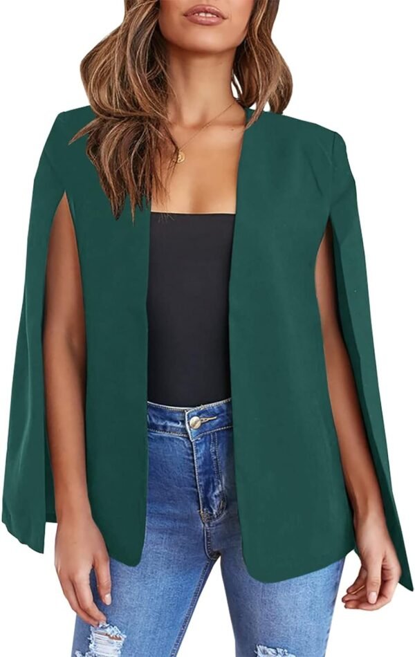 Womens Cape Blazer Split Sleeve Open Front Casual Jacket Coat Workwear