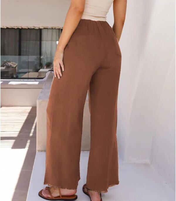 Womens Wide Leg Linen Pants Summer Beach Palazzo Lounge Trousers Casual Fashion Plus Size Vacation Clothes for Women